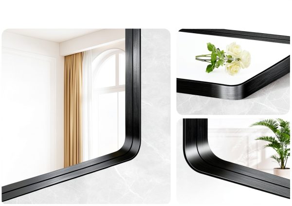 Bathroom Mirror FORBATH Large Black 60x30 Modern Frame for Dual Sinks-5
