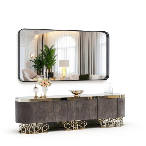 Bathroom Mirror FORBATH Large Black 60x30 Inch Deep Frame Wall Mount-4