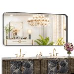 Bathroom Mirror FORBATH Large Black 60x30 Inch Deep Frame Wall Mount-0
