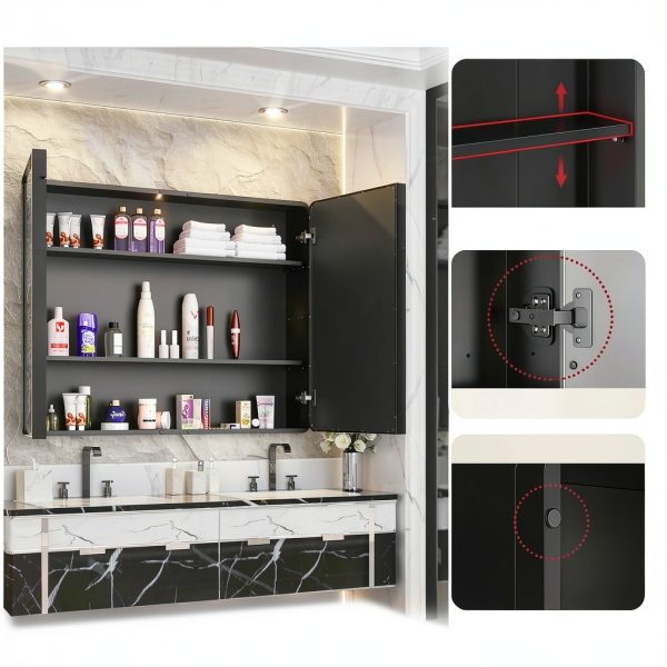 Medicine Cabinet Keonjinn 30x32 Wall Mount with Adjustable Shelf-5