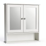 Bathroom Cabinet with Mirror by Generic Wall Mount, White 22x5.1x23in-0