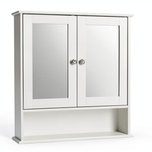 Bathroom Cabinet with Mirror by Generic Wall Mount, White 22x5.1x23in-0