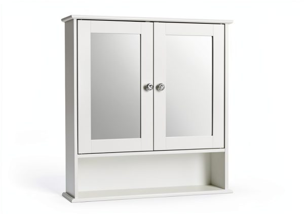 Bathroom Cabinet with Mirror by Generic Wall Mount, White 22x5.1x23in-0