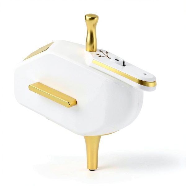 Night Stand with Charger Station SGLOREX White Gold Bedside Table-5