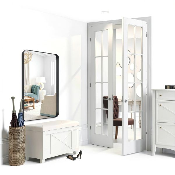 Bathroom Mirror FORBATH Large Black 60x30 Modern Frame for Dual Sinks-7