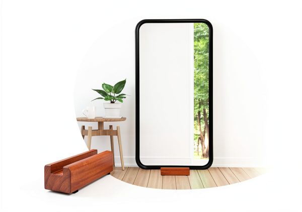 DOITOOL Mirror Stand Holder Duty Floor Stand 9.8" Wood Base Brown-8