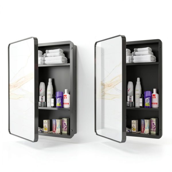 Medicine Cabinet Keonjinn 30x32 Wall Mount with Adjustable Shelf-6