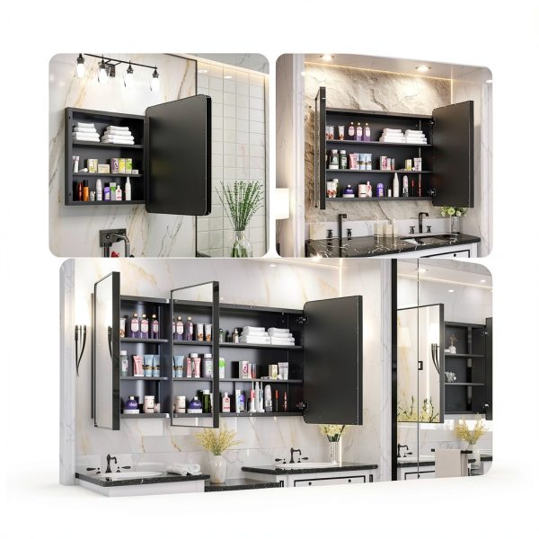Medicine Cabinet Keonjinn 30x32 Wall Mount with Adjustable Shelf-8