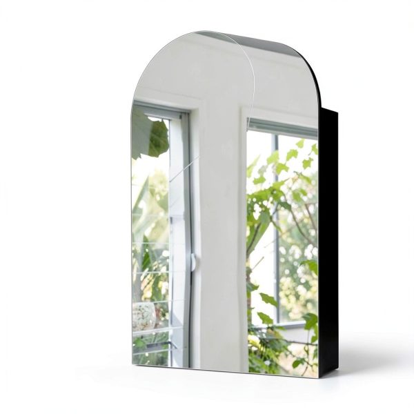 Arched Medicine Cabinet sower & seed Black Mirror Mounted-4