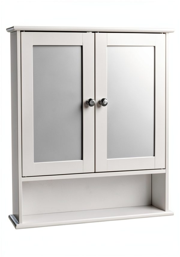 Bathroom Cabinet with Mirror by Generic Wall Mount, White 22x5.1x23in-1