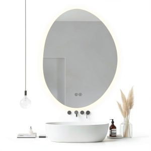LED Bathroom Mirror Yoding 25x33 Irregular Dimmable 3-Color Mirror-0