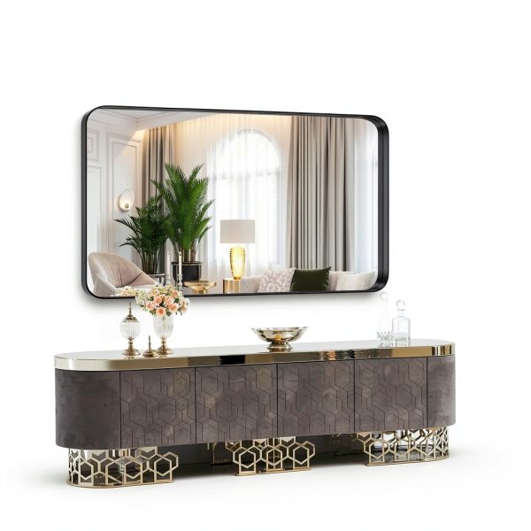 Bathroom Mirror FORBATH Large Black 60x30 Modern Frame for Dual Sinks-4