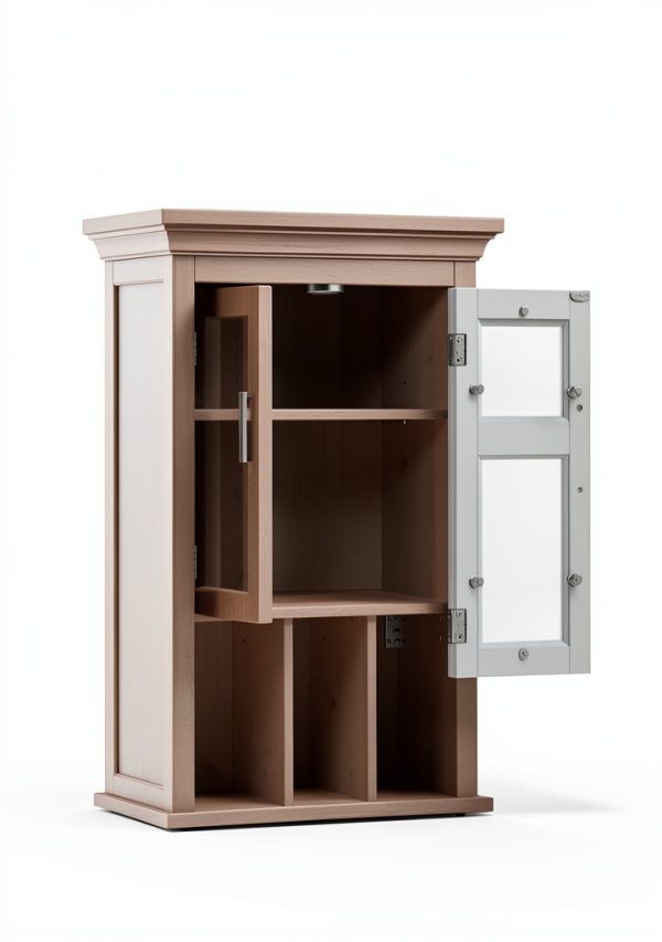 Bath Cabinet SimpliHome Avington 24" White with Shelf and Cubbies-12