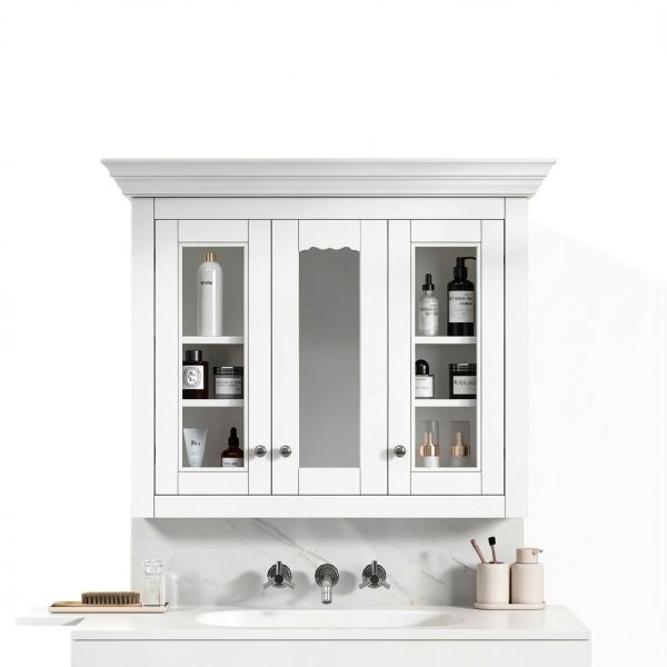 Bathroom Wall Cabinet Merax 35" White Mirror Medicine Cabinet-4