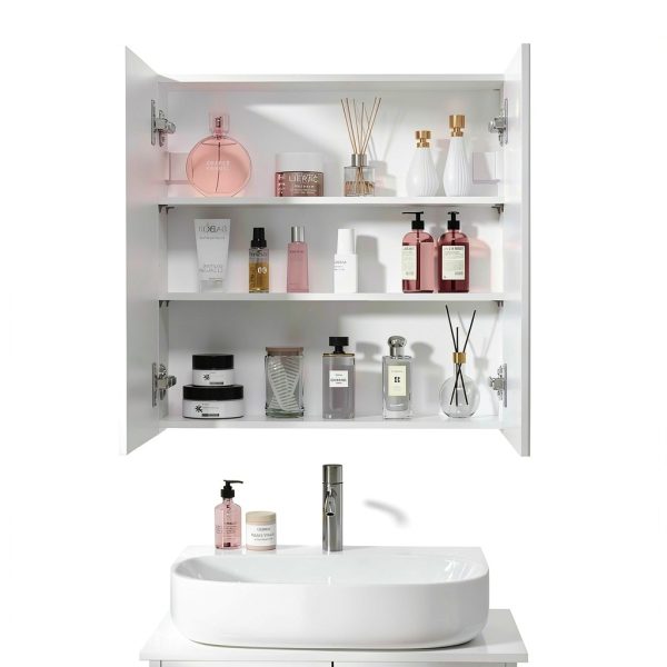 Bathroom Wall Cabinet Réflexon 24x24 White 2‑Door Moisture‑Resist Wood-3