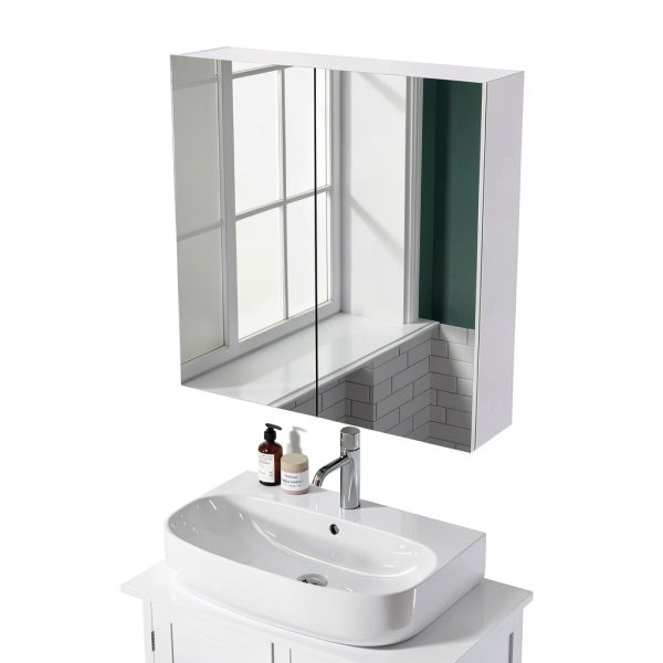 Bathroom Wall Cabinet Réflexon 24x24 White 2‑Door Moisture‑Resist Wood-2