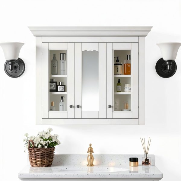 Bathroom Wall Cabinet Merax 35" White Mirror Medicine Cabinet-1