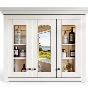 Bathroom Wall Cabinet Merax 35" White Mirror Medicine Cabinet-0