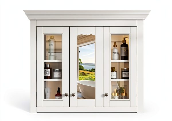 Bathroom Wall Cabinet Merax 35" White Mirror Medicine Cabinet-0