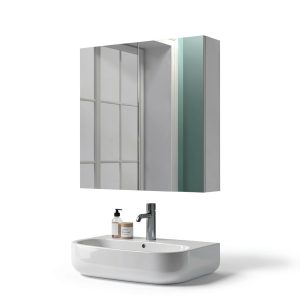 Bathroom Wall Cabinet Réflexon 24x24 White 2‑Door Moisture‑Resist Wood-0