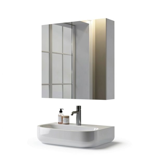 Bathroom Wall Cabinet Réflexon 24x24 White 2‑Door Moisture‑Resist Wood-7