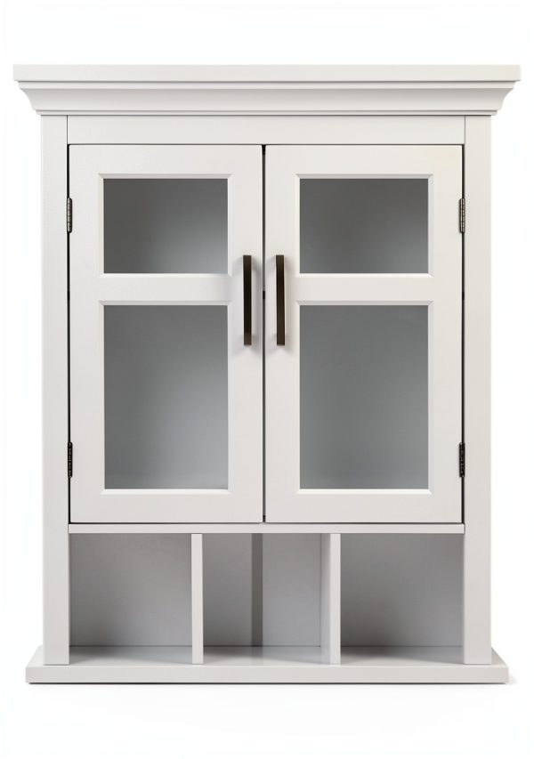 Bath Cabinet SimpliHome Avington 24" White with Shelf and Cubbies-4