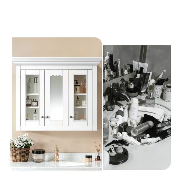 Bathroom Wall Cabinet Merax 35" White Mirror Medicine Cabinet-6