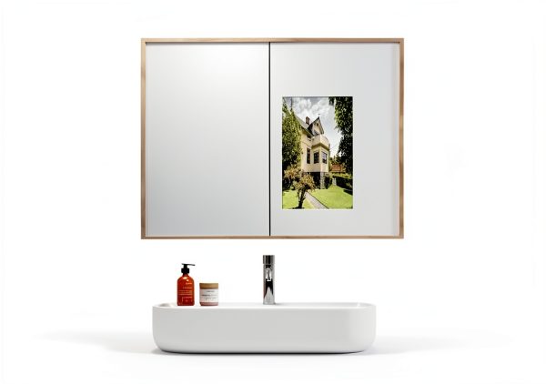 Bathroom Wall Cabinet Réflexon 24x24 White 2‑Door Moisture‑Resist Wood-5