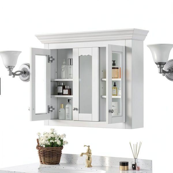 Bathroom Wall Cabinet Merax 35" White Mirror Medicine Cabinet-3