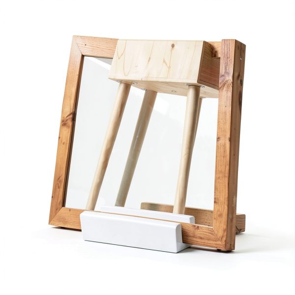 Wood Floor Mirror Stand Gadpiparty 25cm Anti Slip Base White-2