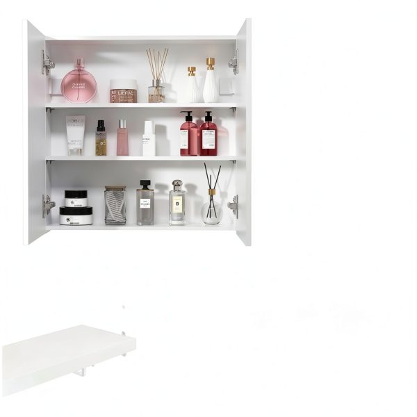 Bathroom Wall Cabinet Réflexon 24x24 White 2‑Door Moisture‑Resist Wood-4
