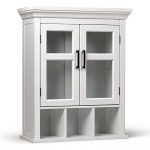 Bath Cabinet SimpliHome Avington 24" White with Shelf and Cubbies-0