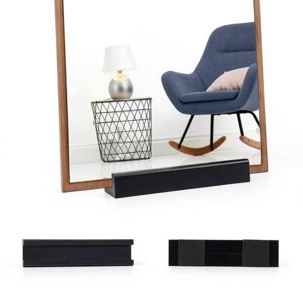1 Pcs Wooden Floor Mirror Stand Anti Slip Base for Full Length Mirrors 9.8 x 2.3 x 1.5 Inches Stable Support Holder Bracket with Enlarged Non Slip Pads for Home Mirror Frames (Black)-2
