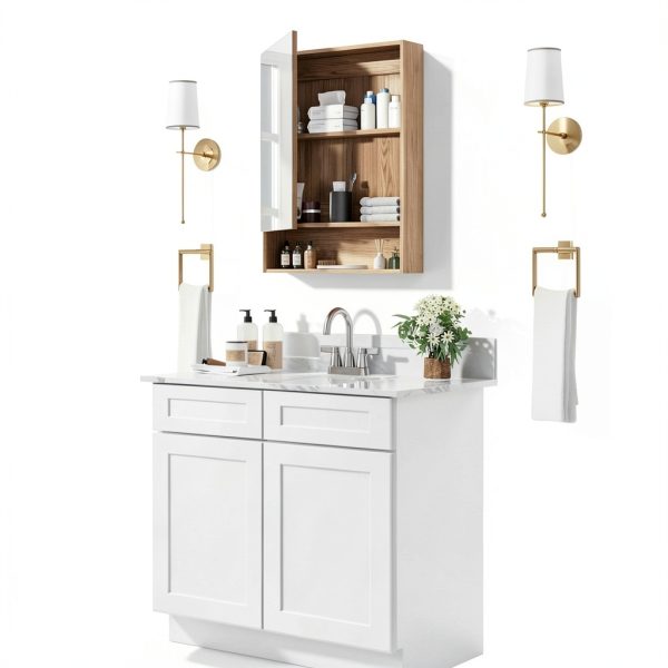 Bathroom Medicine Cabinet Mirror GRUSIGN 32" x 24" Wall-Mount-1